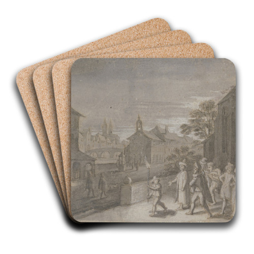 Monatsbild Februar by Matthus Merian the elder Art Drink Coaster set
