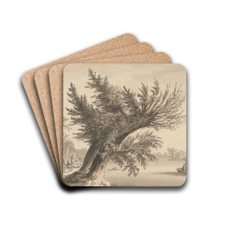 On the Thames at Barnes by Samuel Hieronymus Grimm Drink Coasters - set of 4