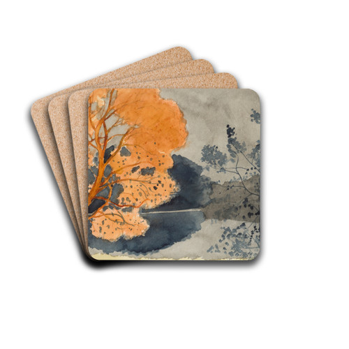 Etang en automne by Lon Spilliaert Drink Coasters - set of 4 Etang en automne by Lon Spilliaert Drink Coasters - set of 4