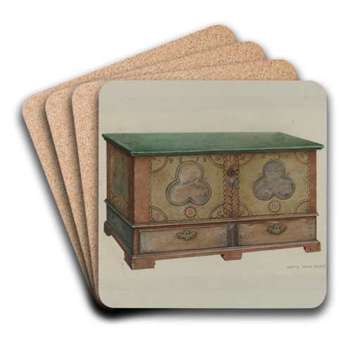 Pa. German Chest by Betty Jean Davis Art Drink Coaster set