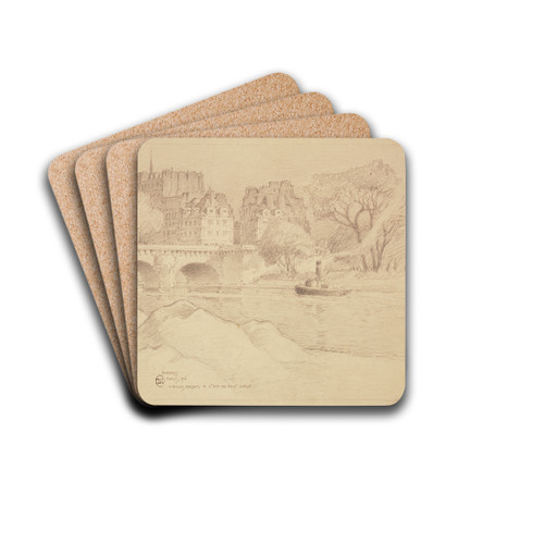 La Seine et le Pont Neuf by Ferdinand Boberg Drink Coasters - set of 4