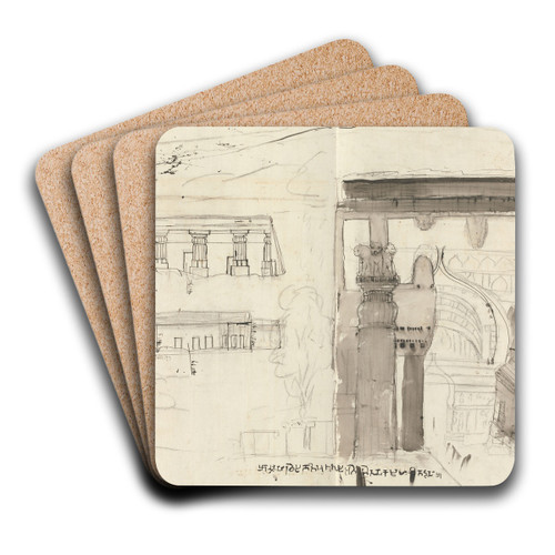 Exterior View of the Temple at Ekvera (Karle) by Gangaram Chintaman Tambat Art Drink Coaster set Exterior View of the Temple at Ekvera (Karle) by Gangaram Chintaman Tambat Art Drink Coaster set