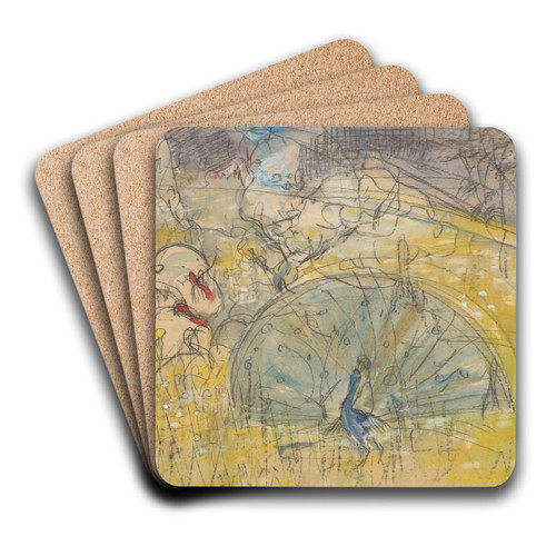 Pronkende pauw en twee kalkoenen by Theo van Hoytema Art Drink Coaster set