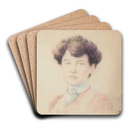Portrait d'Eugnie de la Rochefoucauld by Claude Emile Schuffenecker Art Drink Coaster set