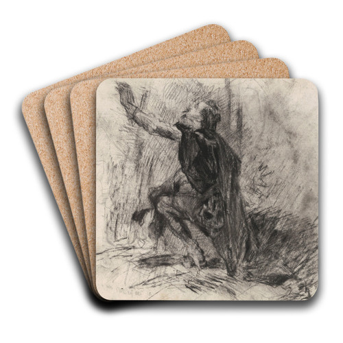 Don Quixote by James Ensor Art Drink Coaster set Don Quixote by James Ensor Art Drink Coaster set