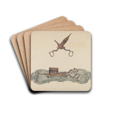 Pewter Tray and Snuffers by Carmel Wilson Drink Coasters - set of 4 Pewter Tray and Snuffers by Carmel Wilson Drink Coasters - set of 4