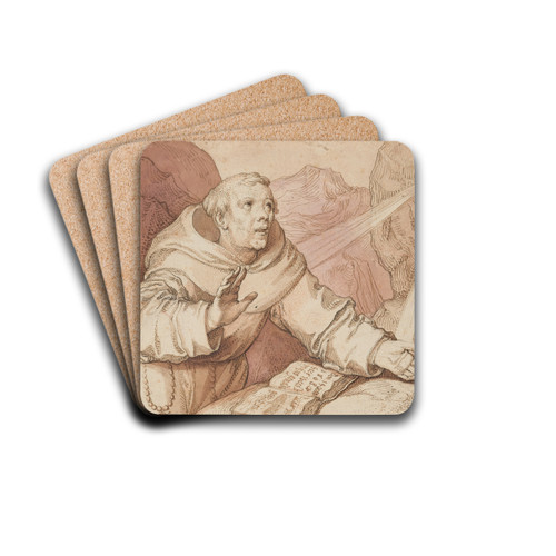 Saint Francis Receiving the Stigmata by Gerrit Pietersz Drink Coasters - set of 4