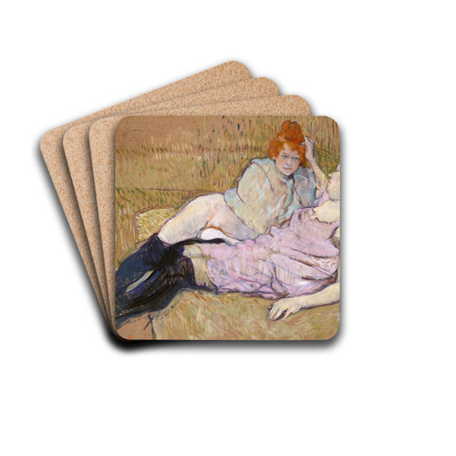 The Sofa by Henri de Toulouse-Lautrec Drink Coasters - set of 4 The Sofa by Henri de Toulouse-Lautrec Drink Coasters - set of 4