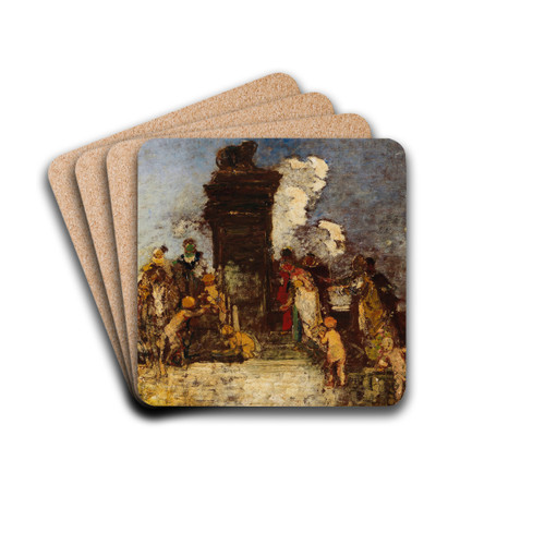 Fte Champetre 'La Fontaine de Jouvence' by Adolphe Monticelli Drink Coasters - set of 4