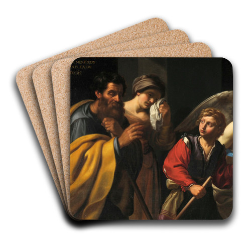 Le Dpart du jeune Tobie by Bartolomeo Manfredi Art Drink Coaster set