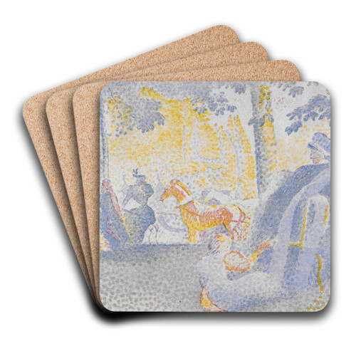 Aux Champs-lyses (On the Champs-lyses) by Henri-Edmond Cross Art Drink Coaster set