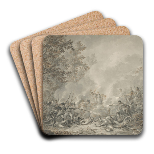 A Battle Between Cavalrymen and Infantry by Dirk Langendijk Art Drink Coaster set