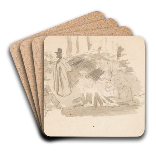 Soldiers Camping by Winslow Homer Art Drink Coaster set
