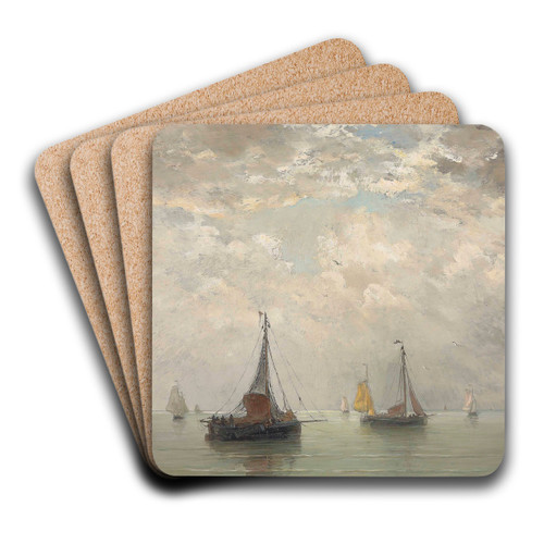 Bomschuiten in the breakers by Hendrik Willem Mesdag Art Drink Coaster set