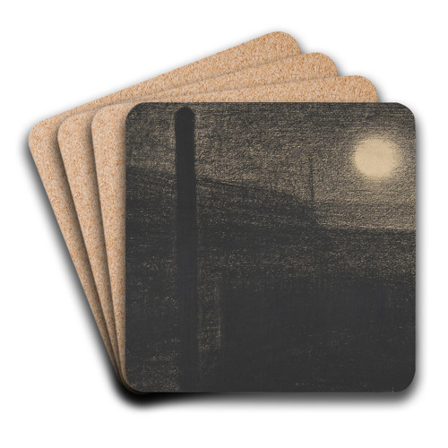 Courbevoie; Factories by Moonlight by Georges Seurat Art Drink Coaster set