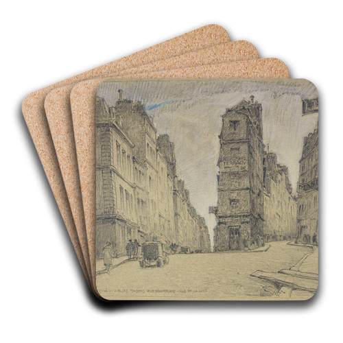 Vieilles maisons rue Beauregard et rue de la Lune by Ferdinand Boberg Art Drink Coaster set