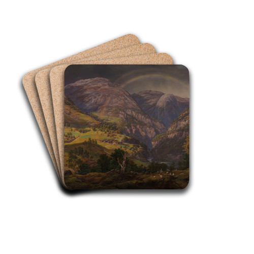 View from Stalheim by Johan Christian Dahl Drink Coasters - set of 4