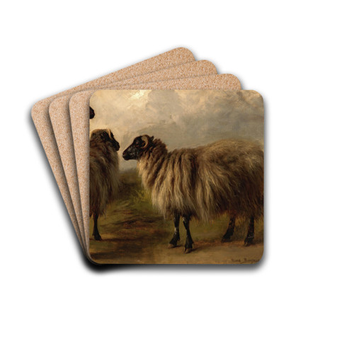 Three Wooly Sheep by Rosa Bonheur Drink Coasters - set of 4