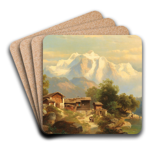 Scene In Switzerland by Franz Barbarini Art Drink Coaster set