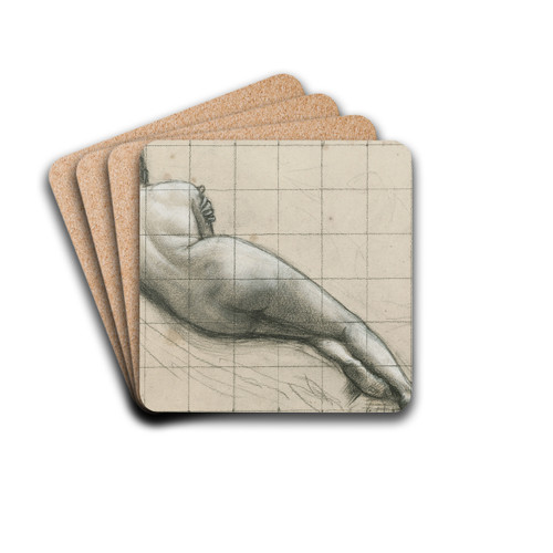 Femme couche by Pierre Puvis de Chavannes Drink Coasters - set of 4 Femme couche by Pierre Puvis de Chavannes Drink Coasters - set of 4