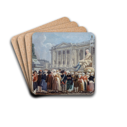 Exposition de Pierre Nicolas Perrin sur la place de la Rvolution, le 29 vendmiaire, an II by Pierre-Antoine Demachy Drink Coasters - set of 4