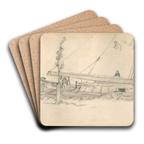Achtersteven van een zeilboot by Adolf le Comte Art Drink Coaster set