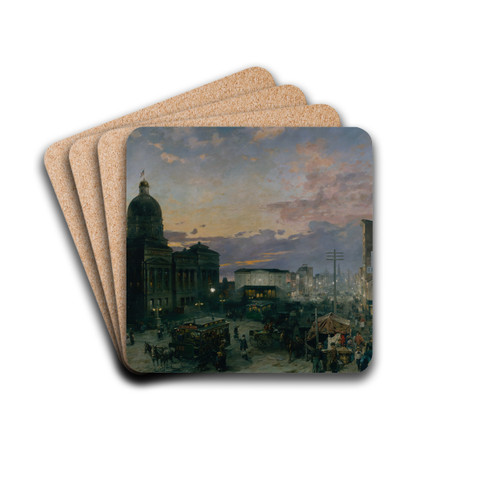 Washington Street, Indianapolis at Dusk by Theodore Clement Steele Drink Coasters - set of 4