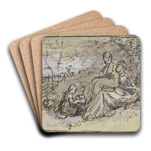 Zwei Frauen mit Kindern im Freien by Philipp Rumpf Art Drink Coaster set