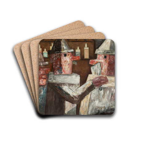 In a bar by Tadeusz Makowski Drink Coasters - set of 4 In a bar by Tadeusz Makowski Drink Coasters - set of 4