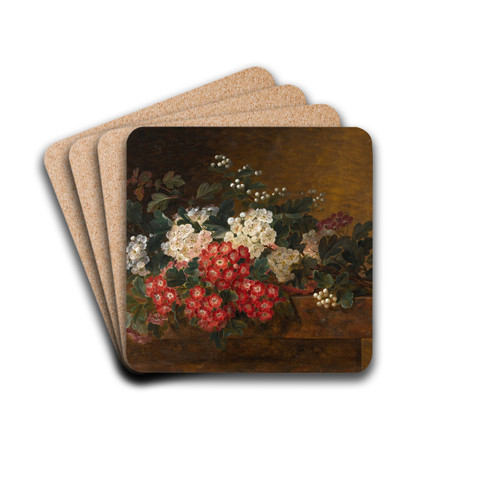 Still Life with Hawthorn Blossom by Johan Laurentz Jensen Drink Coasters - set of 4