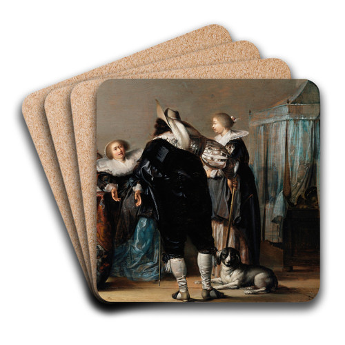 Interior with Figures by Pieter Codde Art Drink Coaster set Interior with Figures by Pieter Codde Art Drink Coaster set