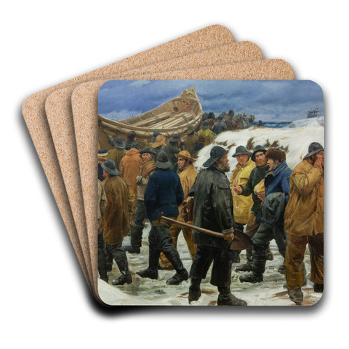 The Lifeboat is Taken through the Dunes by Michael Ancher Art Drink Coaster set