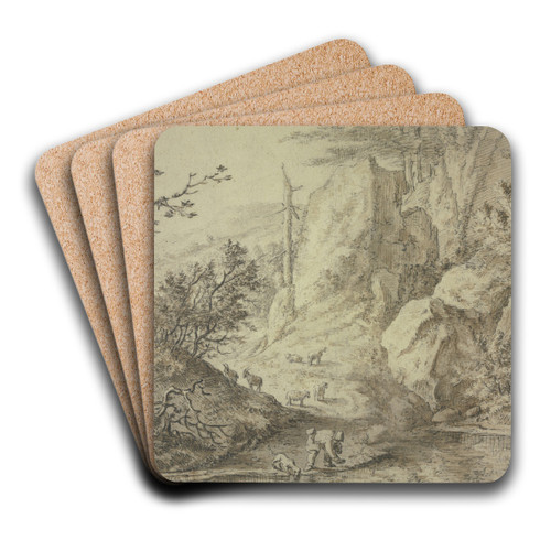 Wasserschpfender Hirte mit seiner Ziegenherde by Jacob Happ Art Drink Coaster set