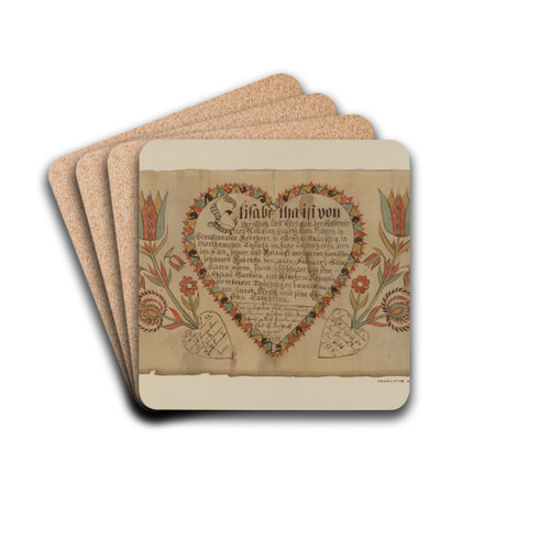 Pa. German Birth Certificate by Charlotte Angus Drink Coasters - set of 4
