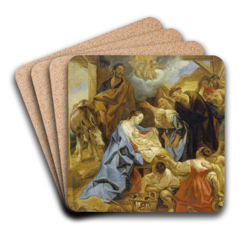 The Adoration of the Shepherds by Jacob Jordaens Art Drink Coaster set