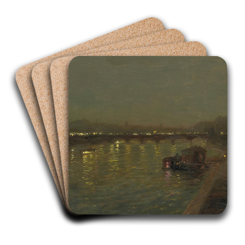 Lights On The Saint Pres Bridge, Paris by Franois-Charles Cachoud Art Drink Coaster set
