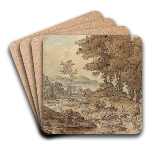 Italienische Landschaft mit Schafherden by Ludwig Richter Art Drink Coaster set