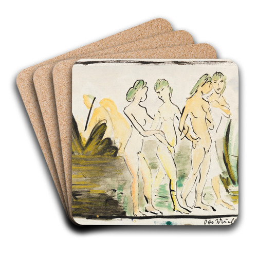 Badende an den Moritzburger Seen by Otto Mueller Art Drink Coaster set Badende an den Moritzburger Seen by Otto Mueller Art Drink Coaster set
