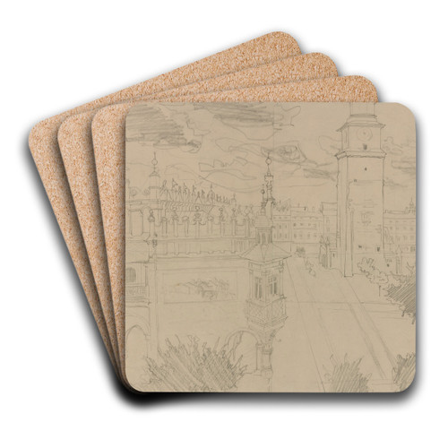 Rynek krakowski by Stanisaw Wyspiaski Art Drink Coaster set
