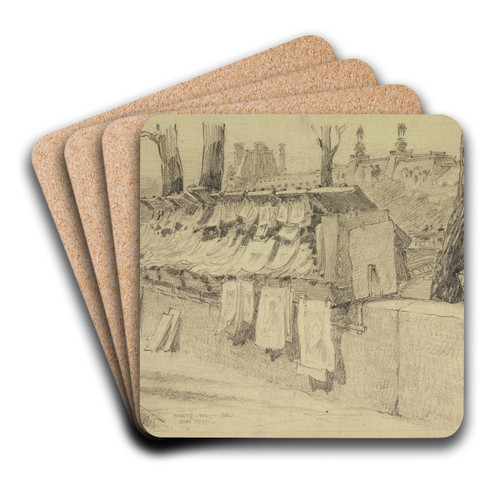 Etalage dun marchand destampes, quai Conti by Ferdinand Boberg Art Drink Coaster set Etalage dun marchand destampes, quai Conti by Ferdinand Boberg Art Drink Coaster set