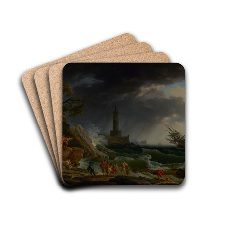 A Storm on a Mediterranean Coast by Claude-Joseph Vernet Drink Coasters - set of 4 A Storm on a Mediterranean Coast by Claude-Joseph Vernet Drink Coasters - set of 4