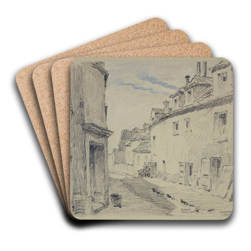 L'impasse Trane  Montmartre by Ferdinand Boberg Art Drink Coaster set L'impasse Trane  Montmartre by Ferdinand Boberg Art Drink Coaster set