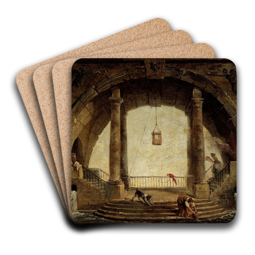 La Fontaine by Hubert Robert Art Drink Coaster set