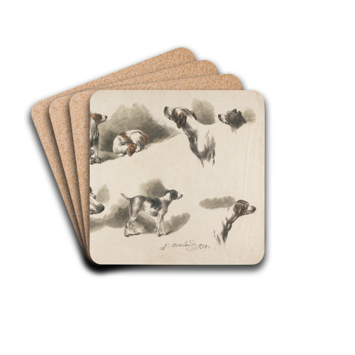 Seven studies on hound by George Morland Drink Coasters - set of 4