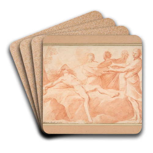 The Drunkenness of Noah by Andrea Sacchi Art Drink Coaster set