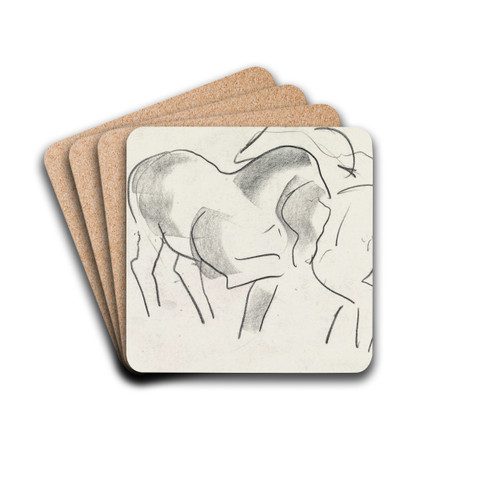 Studieblad met paarden by Leo Gestel Drink Coasters - set of 4