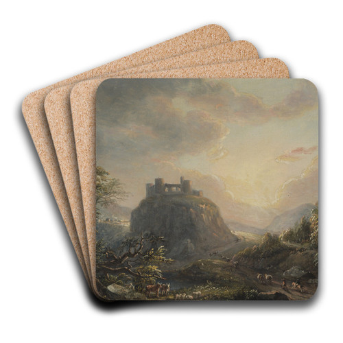 Landscape with a Castle by Paul Sandby Art Drink Coaster set