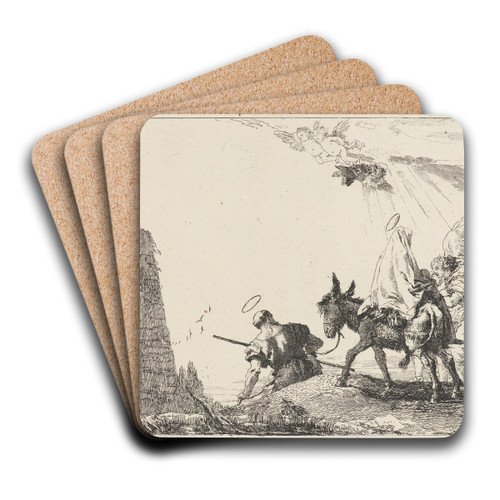The Flight with Obelisk at the Left by Giovanni Domenico Tiepolo Art Drink Coaster set The Flight with Obelisk at the Left by Giovanni Domenico Tiepolo Art Drink Coaster set