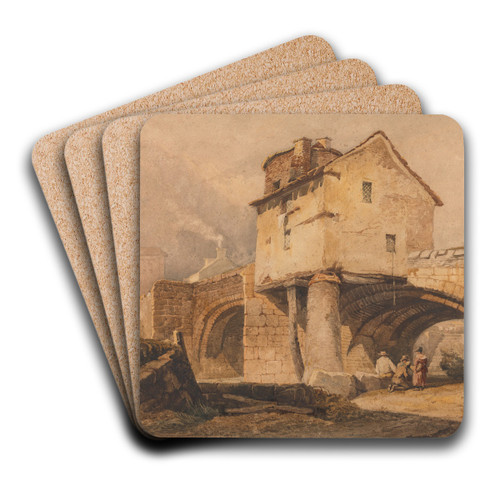 The Monnow Bridge, Monmouthshire by Samuel Prout Art Drink Coaster set