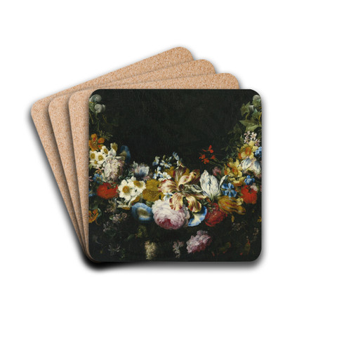 A Swag of Flowers by Gaspar Peeter Verbruggen the Elder Drink Coasters - set of 4